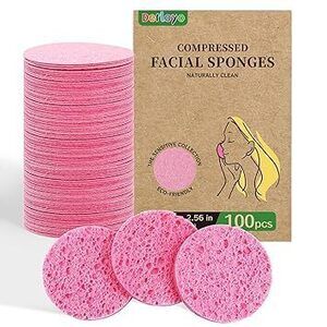 100-Count Compressed Facial Sponges, Natural Cellulose Face Sponges For